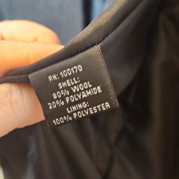 HALSTON Black Textured Long Length Wool Blend Trench Coat sz 14 NWT - Picture 4 of 7